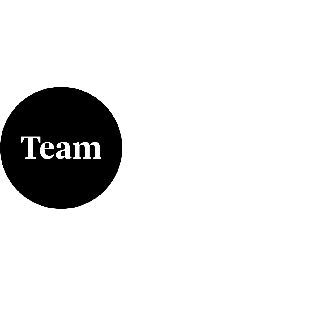 Bouncing black ball with "Team" in white letters